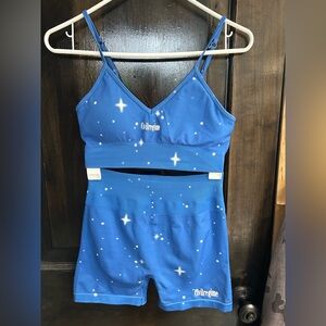Civil Regime Blue Starry Sports Bra and Shorts Set